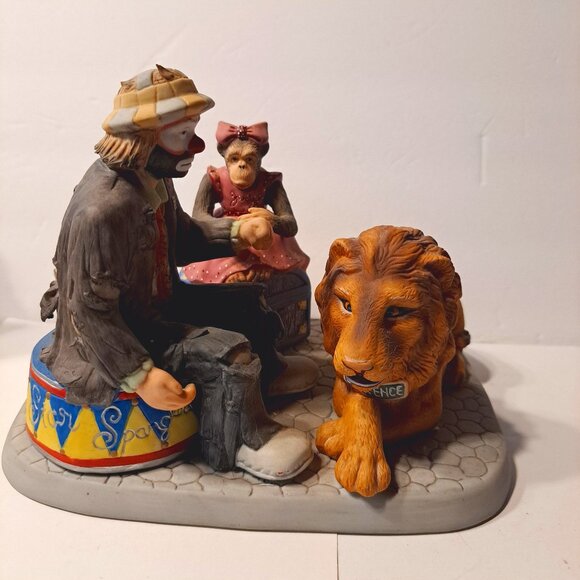 RARE Flambro Emmett Kelly Jr. Collection ~ EKJ with Clarence the Lion & a Monkey